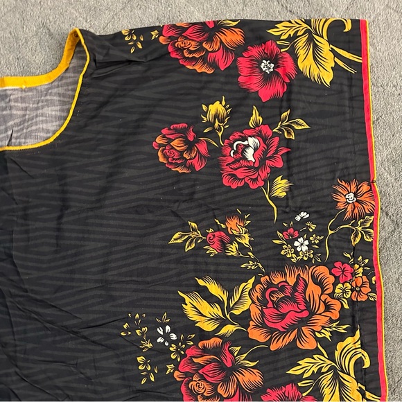 Butterfly Wing Short Kaftan Kurta Top Self Printed Cotton Size OSFM - Picture 4 of 10